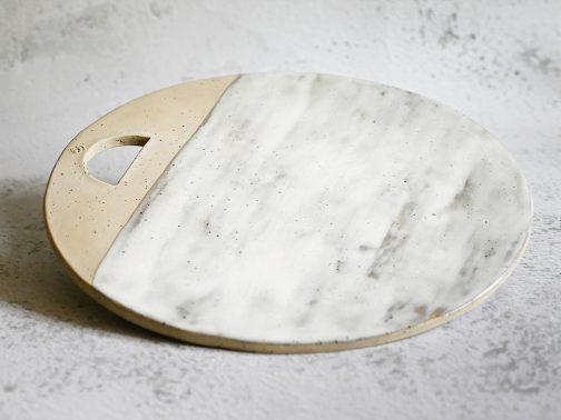 Plateau de fromage ou planche à apéro, en grès artisanal, céramiste Lyon